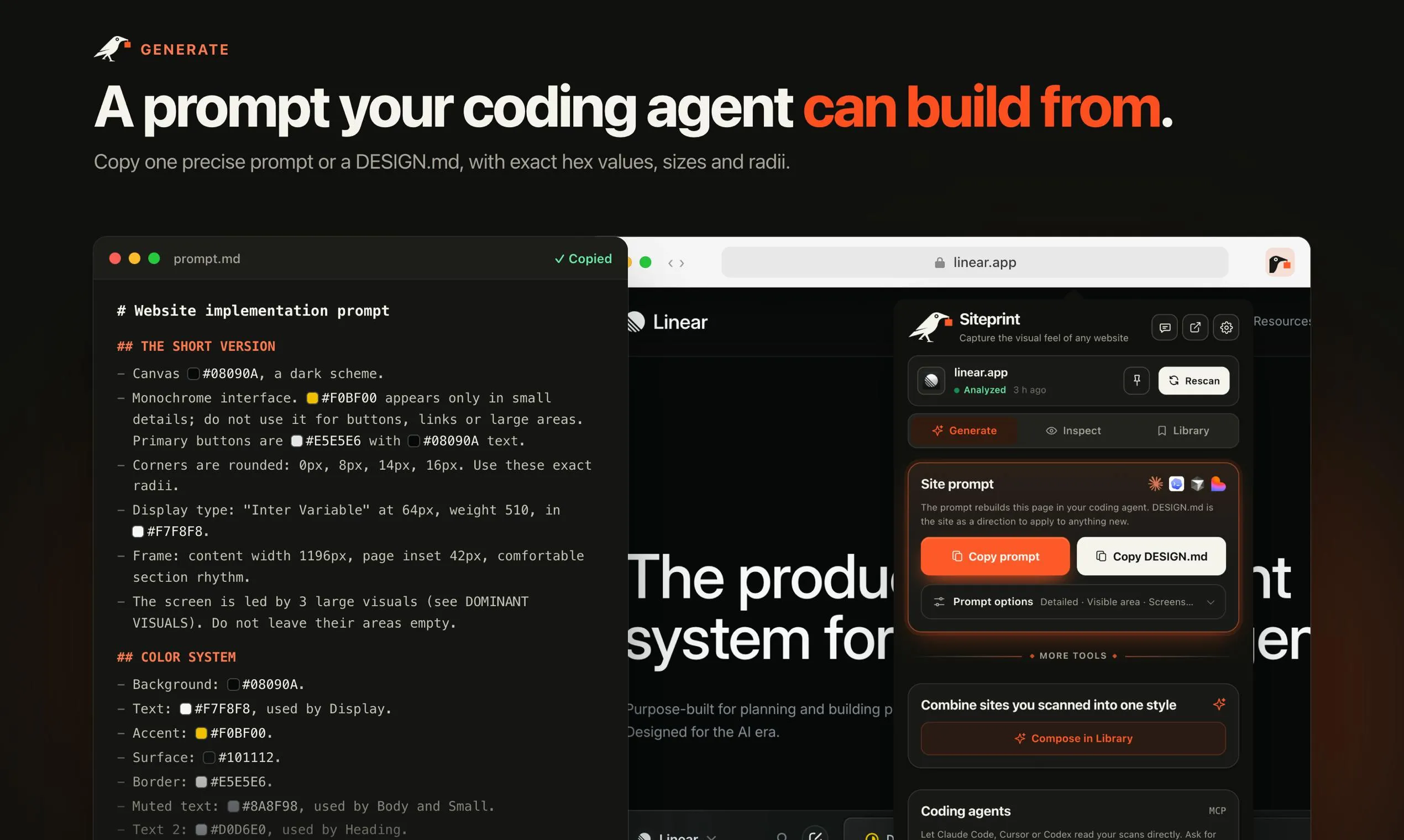 Siteprint: Measure Any Website's Design and Generate AI Coding Prompts in One Click