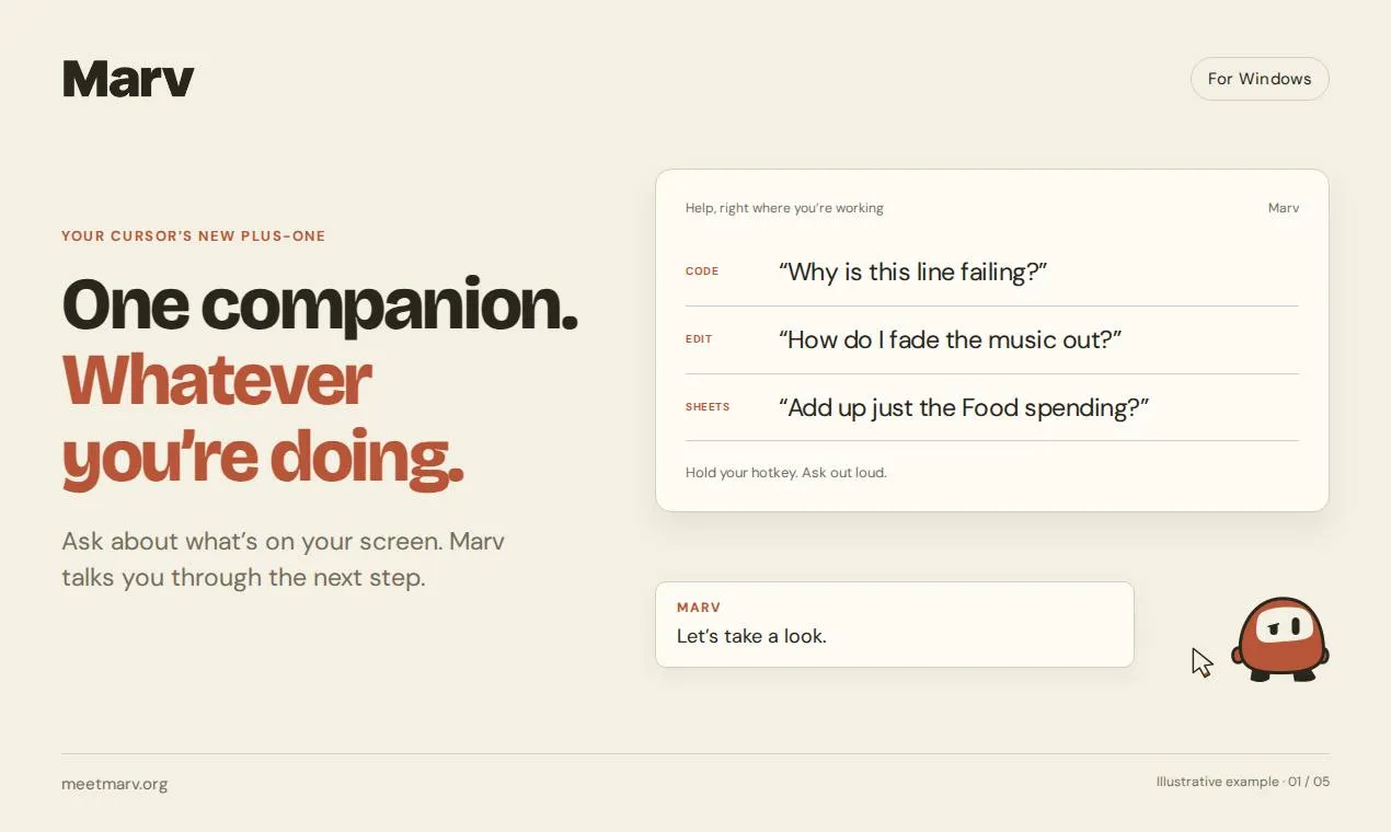 Marv: The AI Cursor Companion That Draws Arrows on Your Screen to Guide You