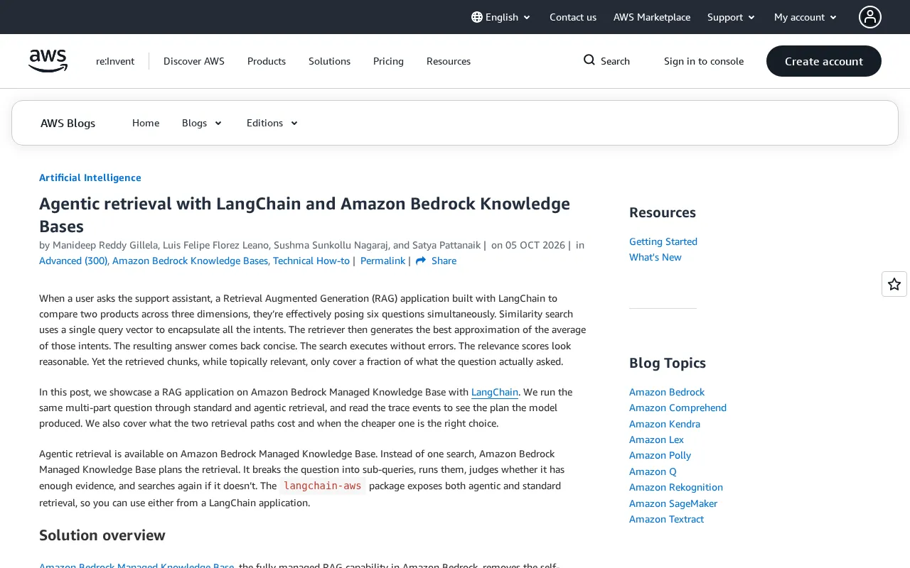 LangChain + Amazon Bedrock: How Agentic Retrieval Tackles Multi-Part Questions