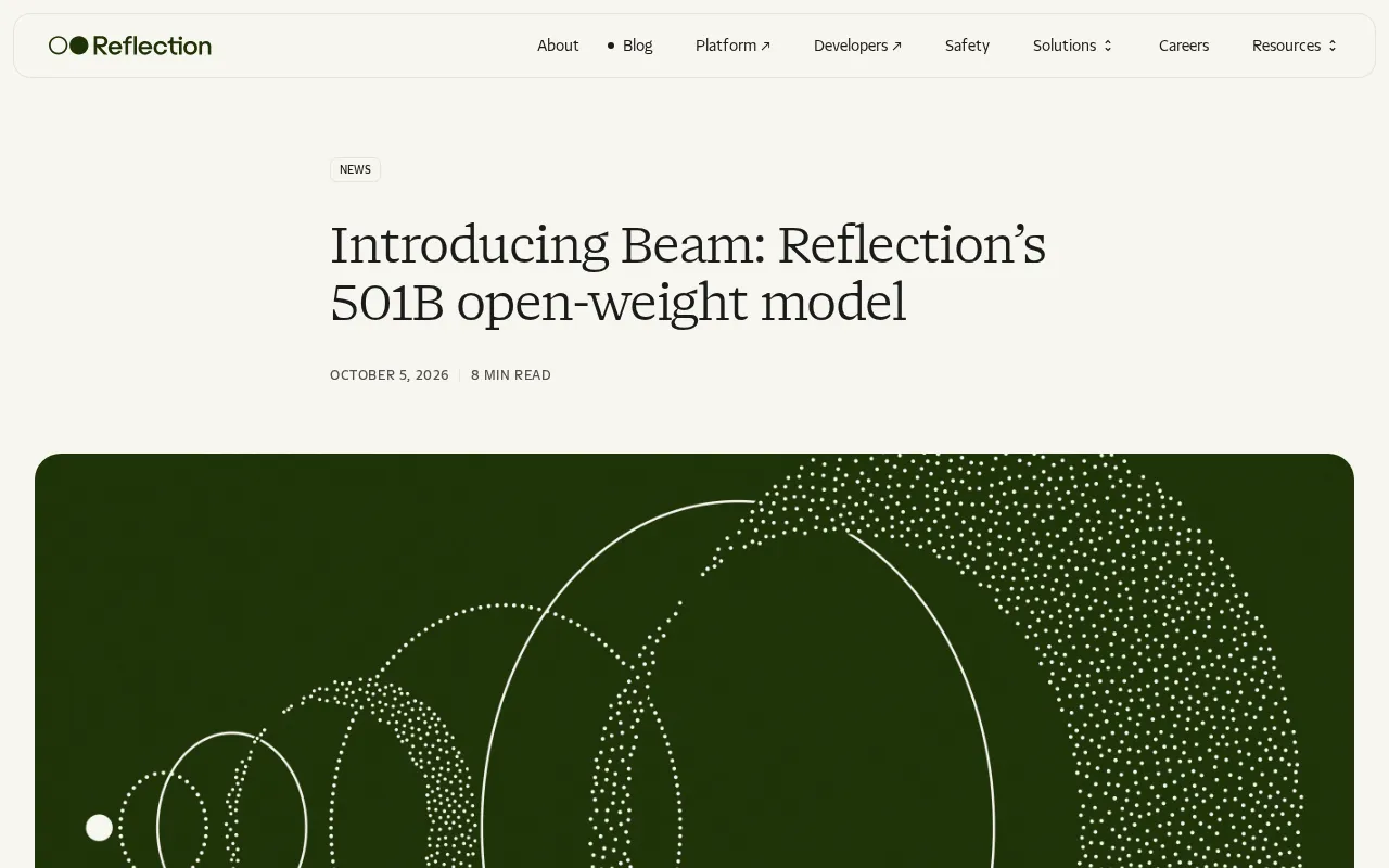 Reflection Launches Beam: A 501B Parameter Open-Weight Large Language Model