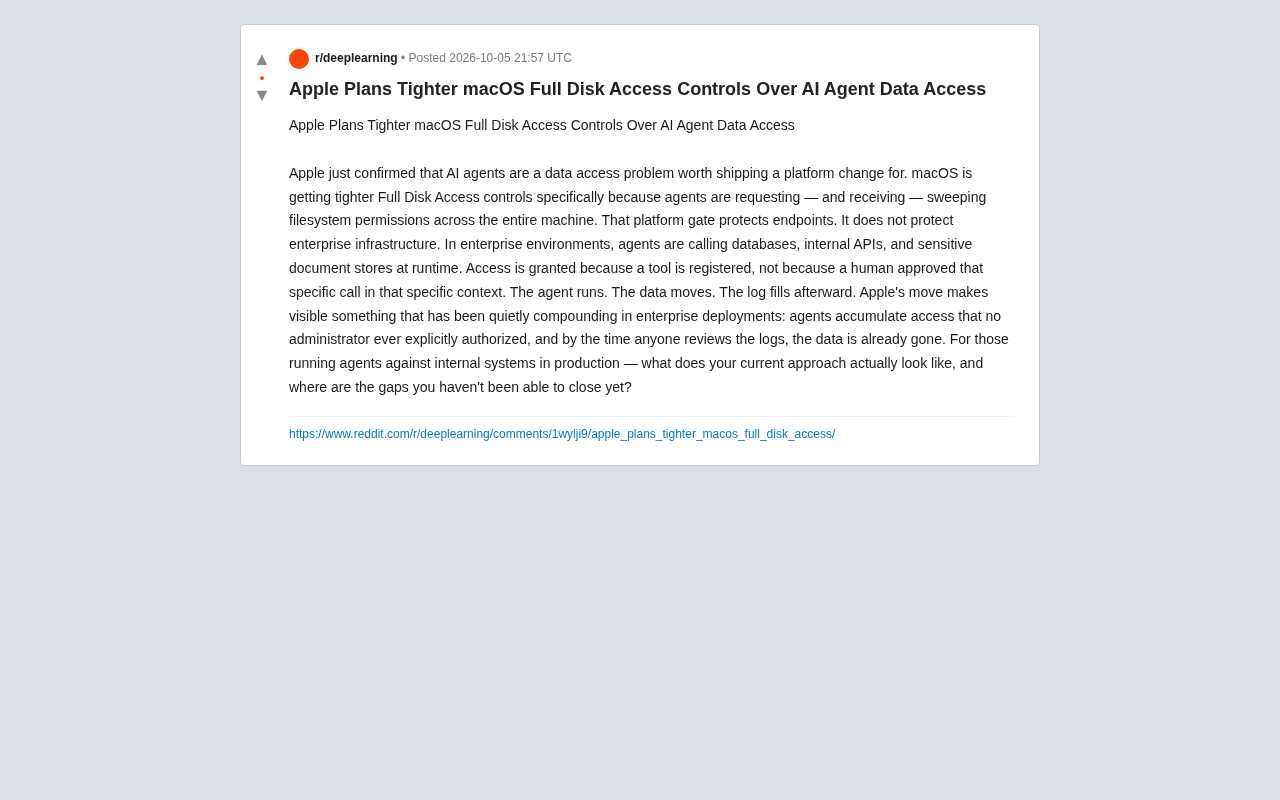 Apple Tightens macOS Disk Access Controls — and Exposes a Deeper AI Agent Security Problem