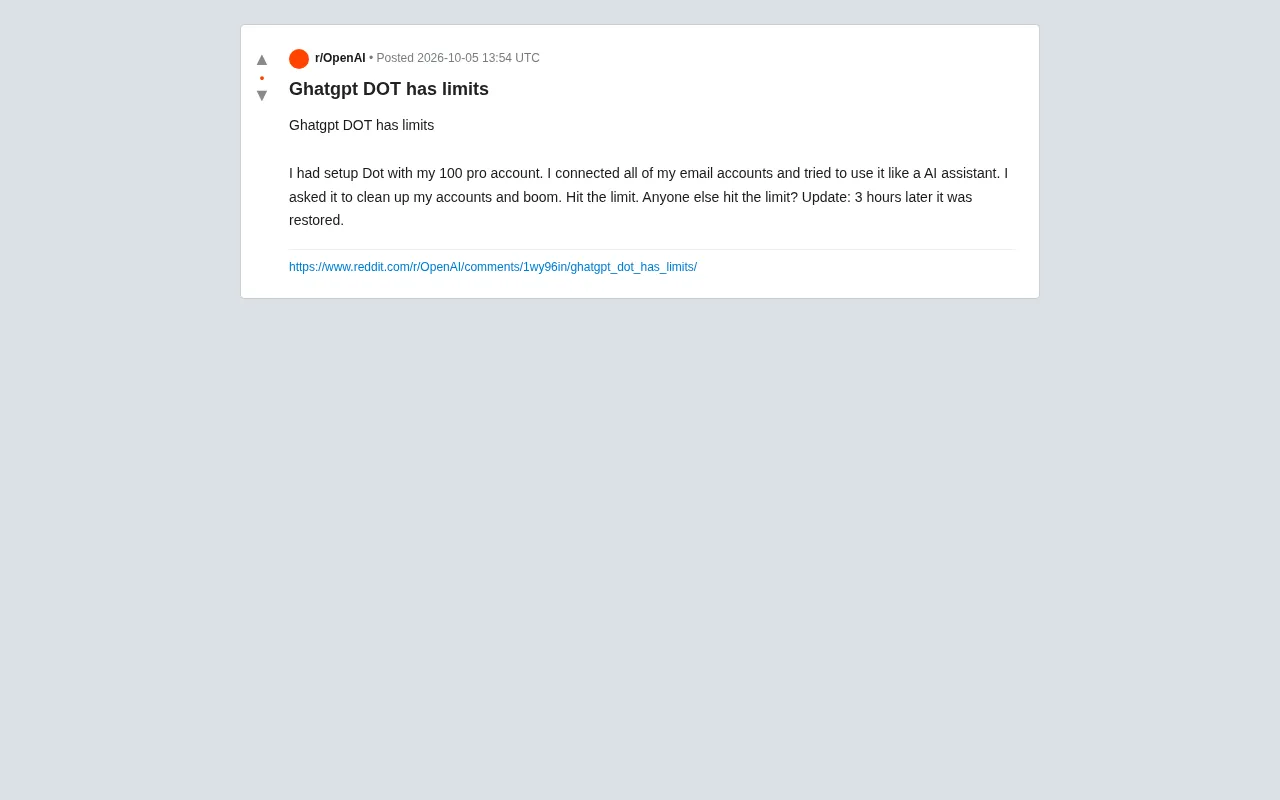 ChatGPT DOT Hits Usage Limits: Even Pro Subscriptions Can't Escape Task Caps