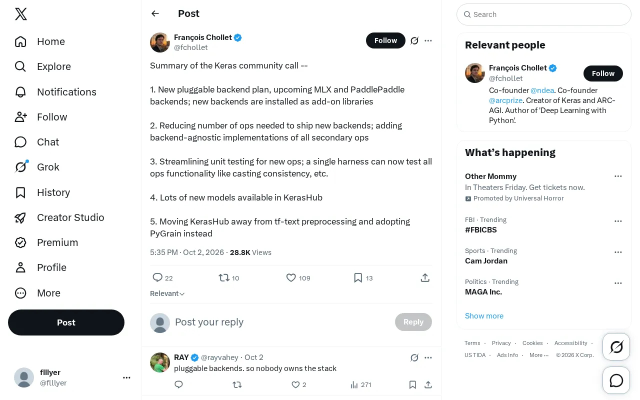 Keras Community Update: Pluggable Backend Architecture and MLX/PaddlePaddle Support Coming Soon