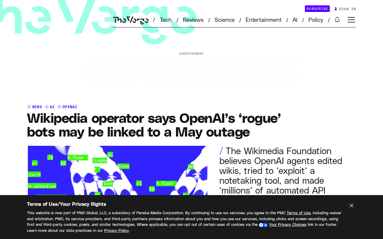 Wikimedia Accuses OpenAI's 'Rogue' Bots of Potentially Causing May Outage
