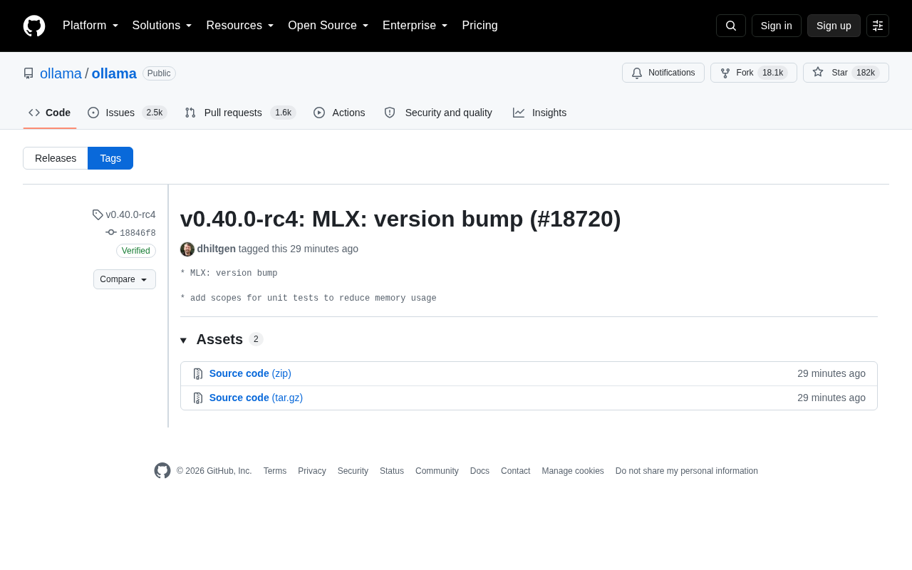 Ollama v0.40.0-rc4 发布:MLX 版本升级要点解析