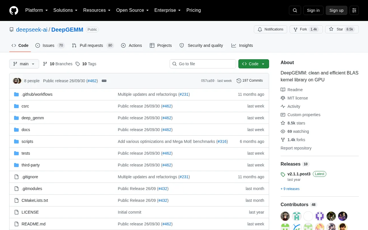 DeepGEMM GitHub project page