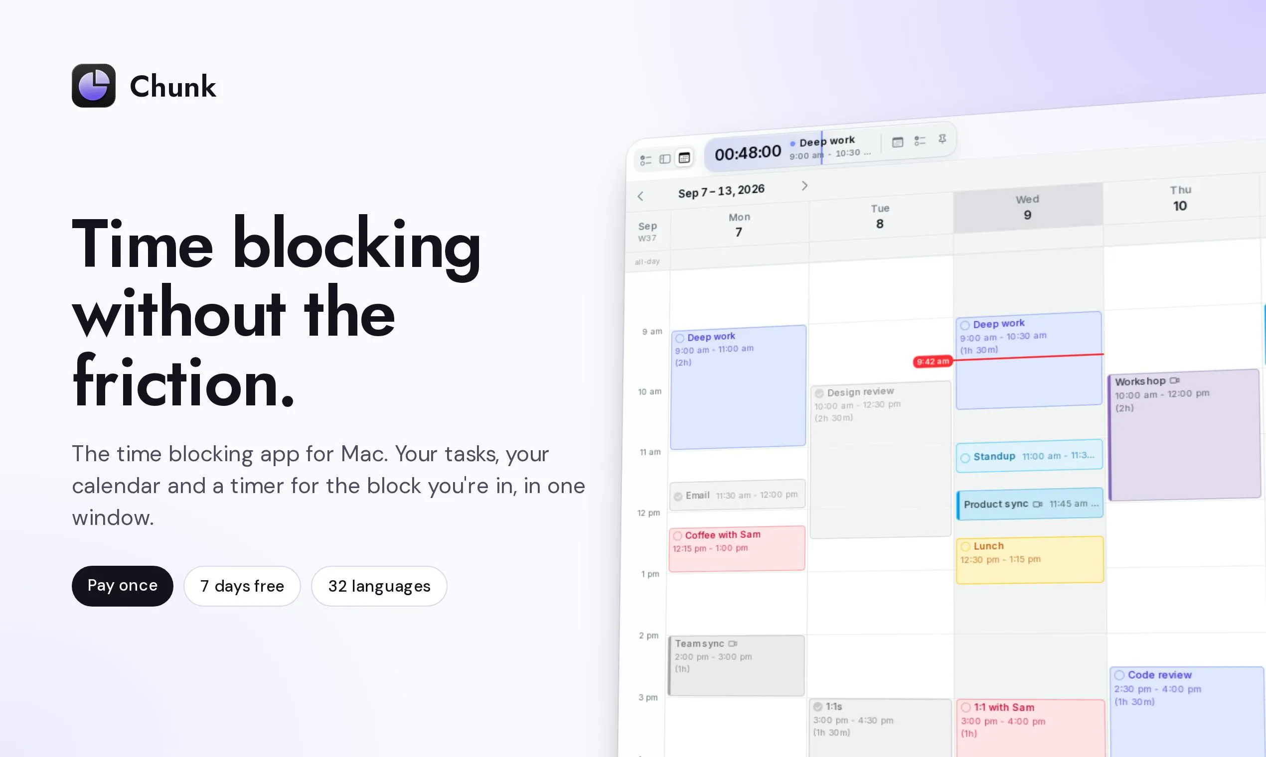 Chunk: A macOS Time-Blocking App That Unifies Tasks and Calendar