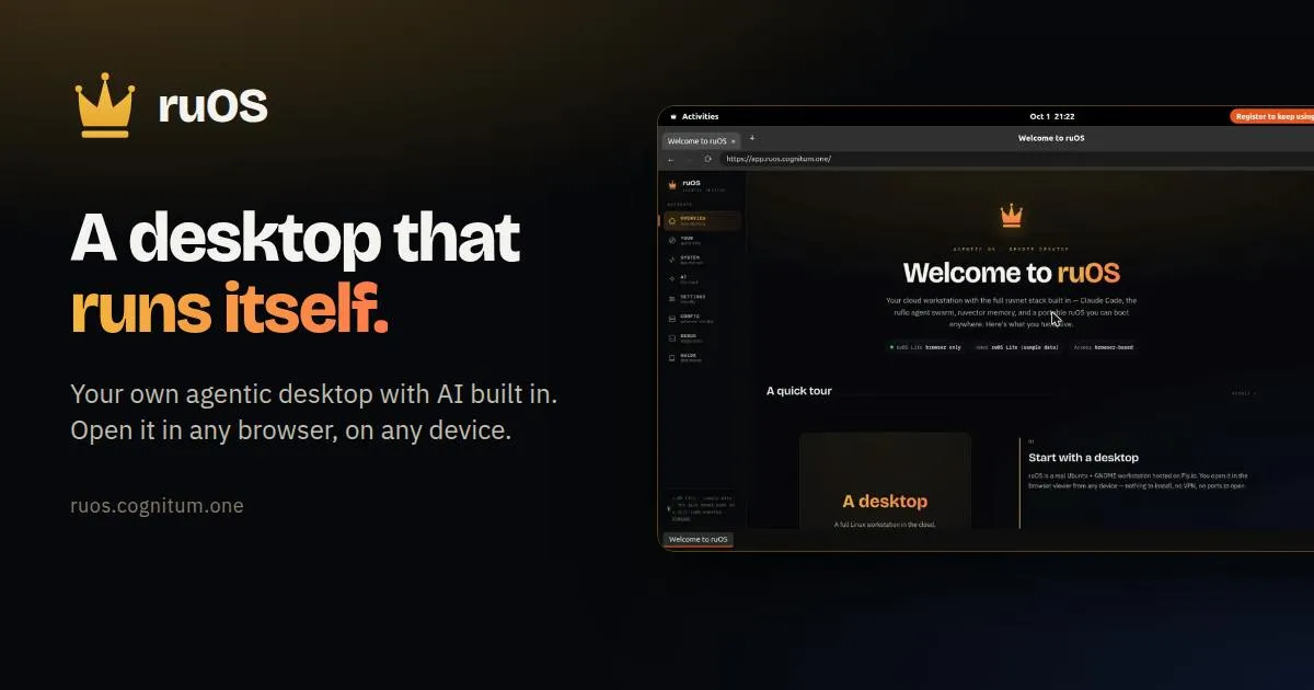 ruOS: A Cloud Desktop System Where AI Agents Work For You