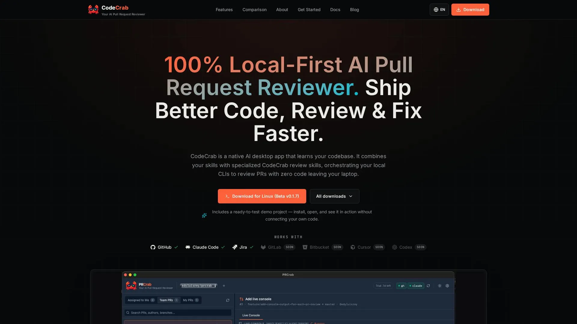 CodeCrab: A 100% Local AI Code Review Tool
