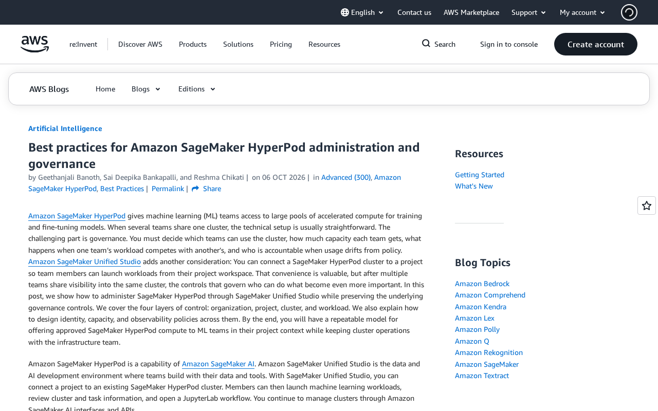 Amazon SageMaker HyperPod 管理与治理最佳实践