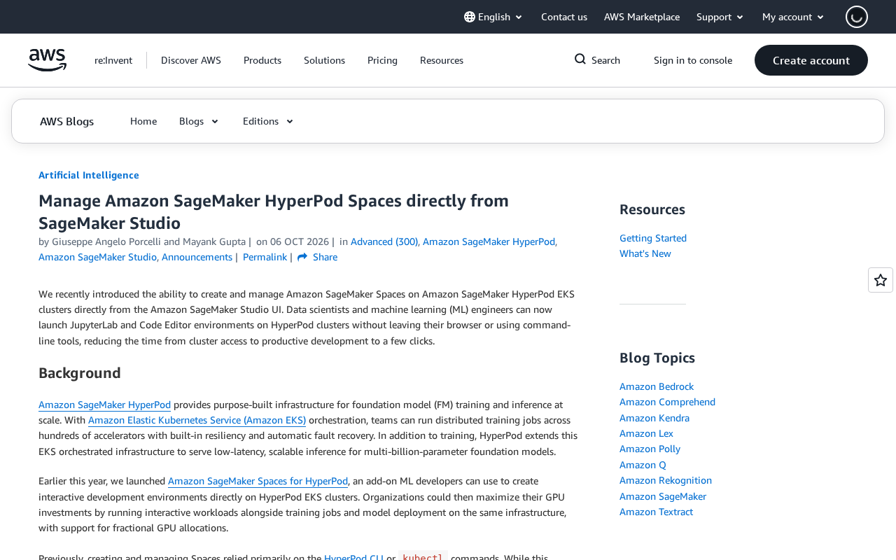 SageMaker Studio新增HyperPod Spaces管理,开发体验再升级