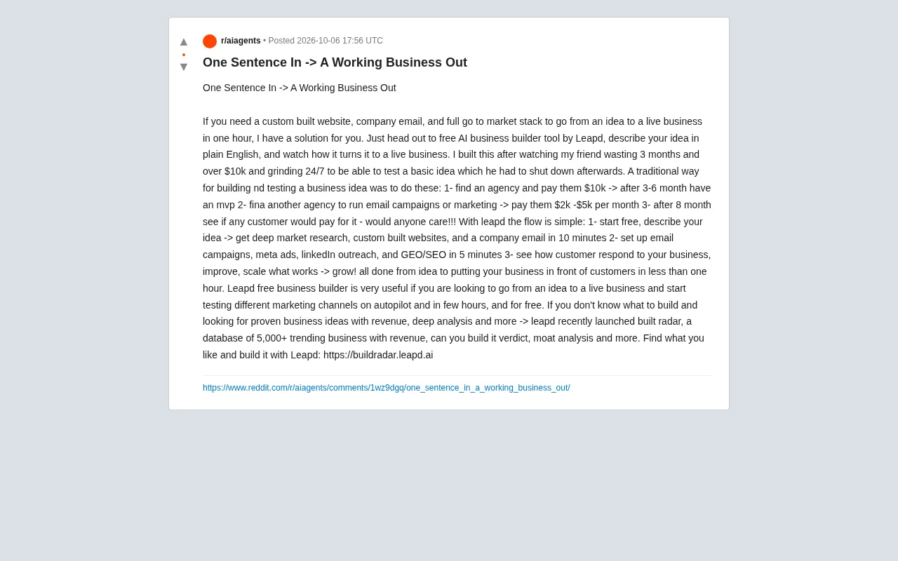 One Sentence to a Full Business? A Critical Analysis of Leapd AI Startup Tool