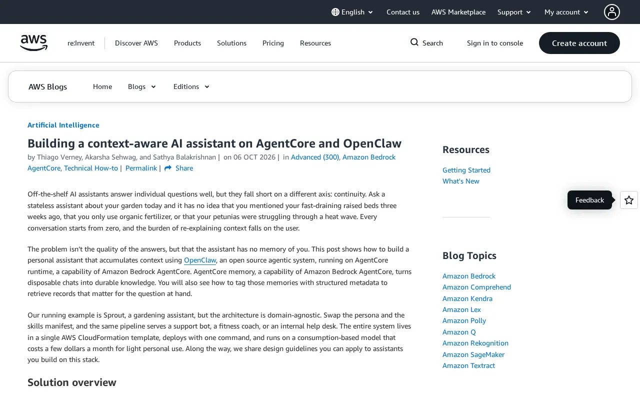 Building a Memory-Enabled AI Assistant with AgentCore and OpenClaw