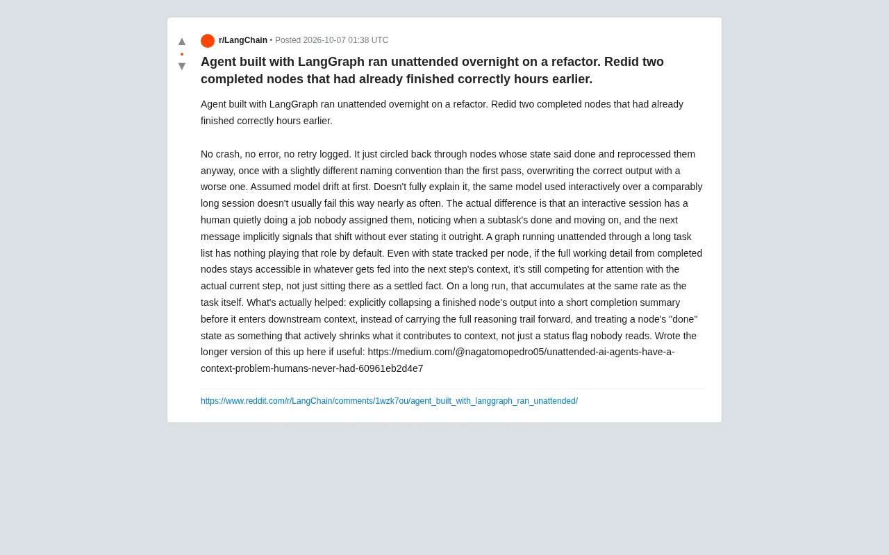 Why Do Unattended AI Agents Redo Completed Work? LangGraph's Context Trap