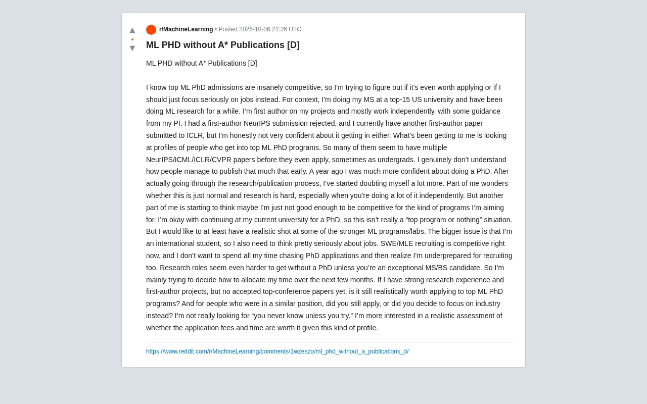 没有顶会论文,还值得申请顶级ML博士吗?