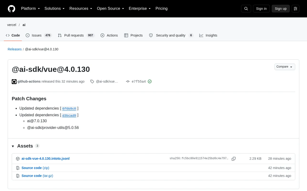 @ai-sdk/vue@4.0.130 release page