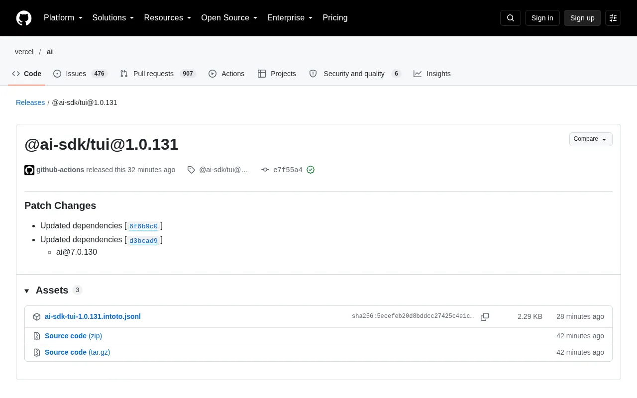 @ai-sdk/tui Patch Release: Dependency Sync Upgrade Explained