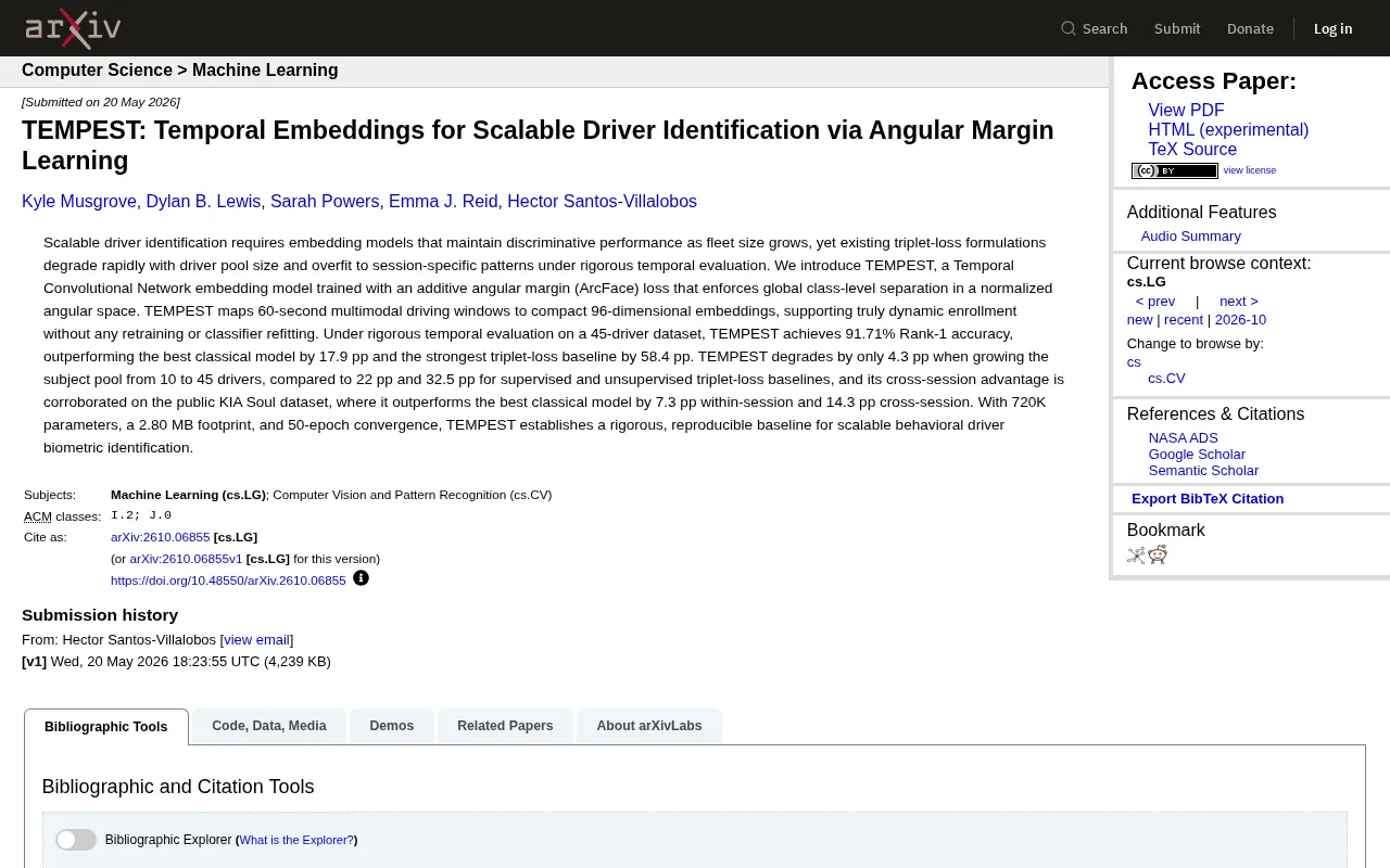 TEMPEST: Scalable Driver Identification via Additive Angular Margin Learning