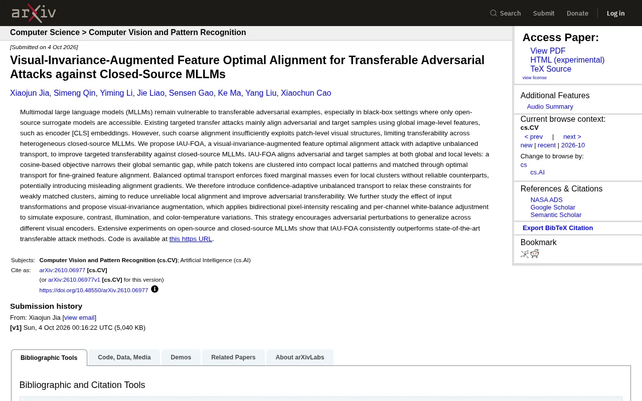 IAU-FOA: A New Transferable Adversarial Attack Method Against Closed-Source Multimodal Large Models