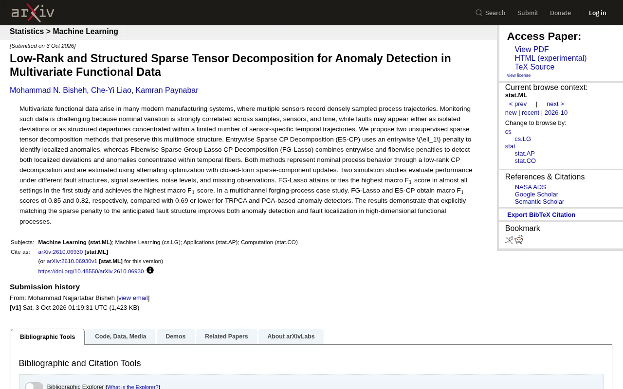 A New Approach to Sparse Tensor Decomposition: Breakthrough in Anomaly Detection for Multivariate Functional Data