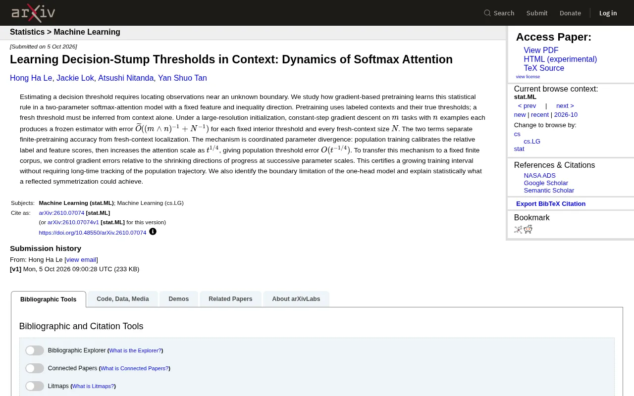 How Softmax Attention Learns Decision Thresholds: A Theoretical Study of Training Dynamics