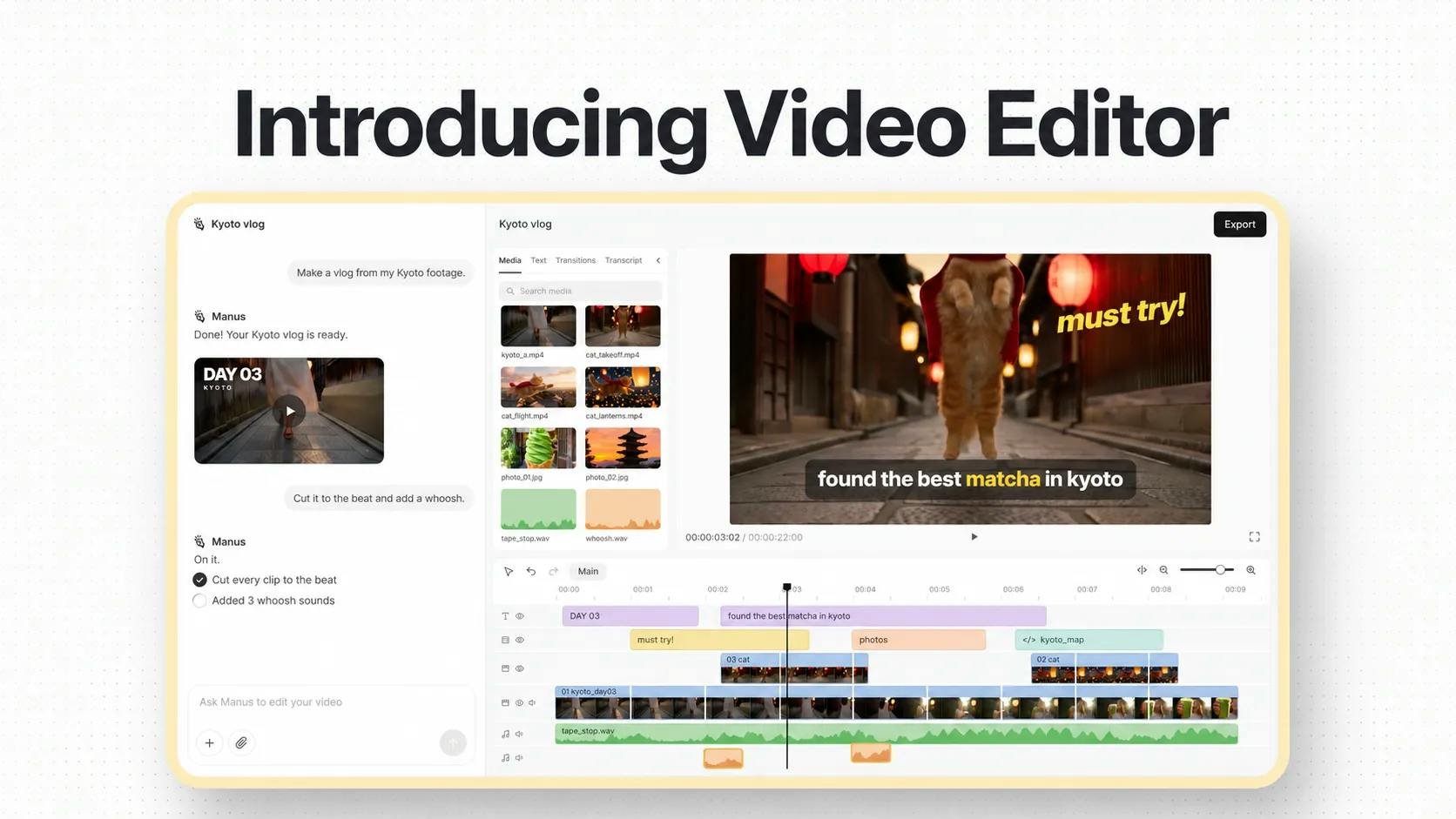 Manus 2.0 Video Editor launches on Product Hunt