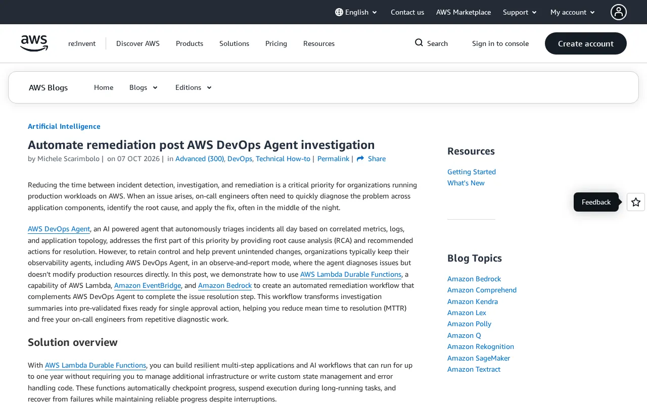 AWS DevOps Agent Auto-Remediation in Practice: From Diagnosis to One-Click Approval