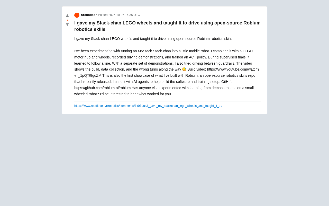 用乐高轮子+开源Robium技能,教Stack-chan学会自主驾驶