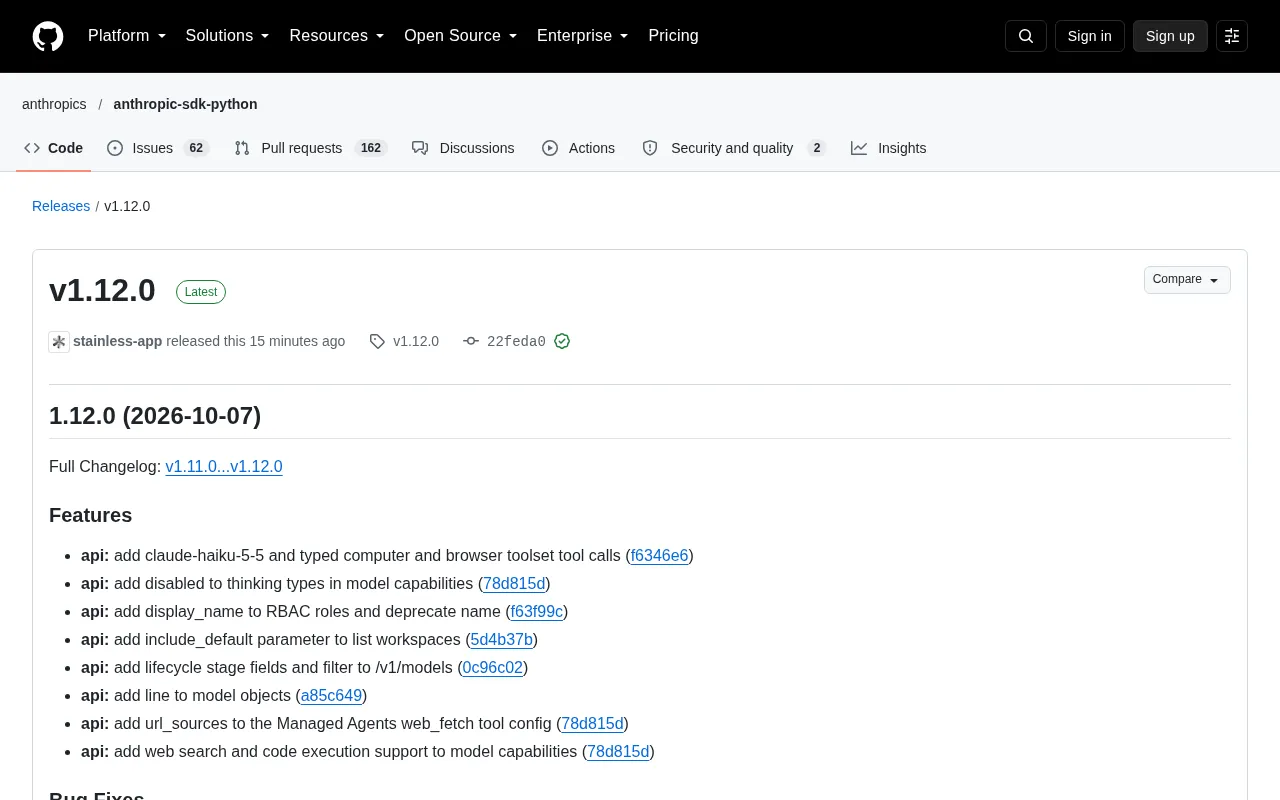 Anthropic SDK v1.12.0 Update: Introducing Claude Haiku 5.5 and Expanded API Capabilities