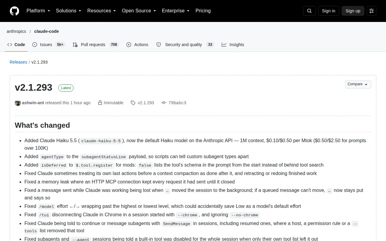 Claude Code v2.1.293 Update: Haiku 5.5 Default Model and Dozens of Fixes