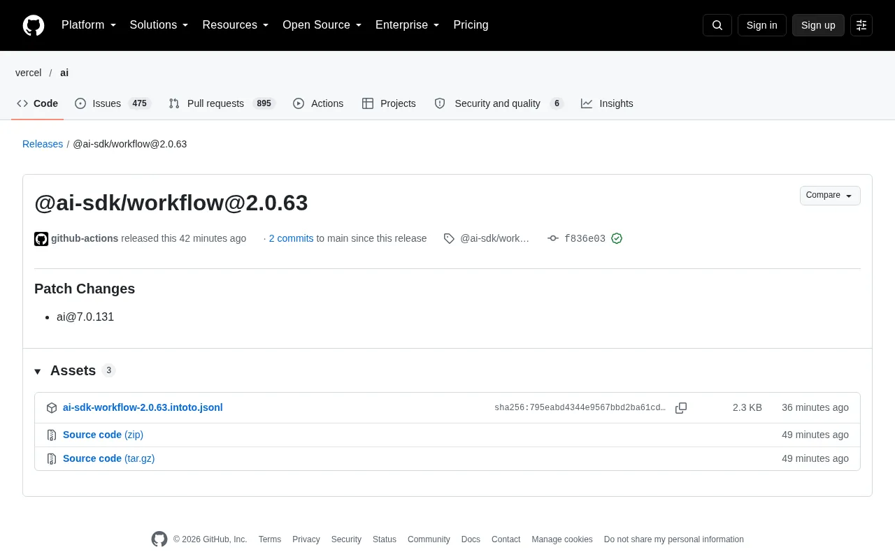 @ai-sdk/workflow 2.0.63 Released: Patch Update Breakdown