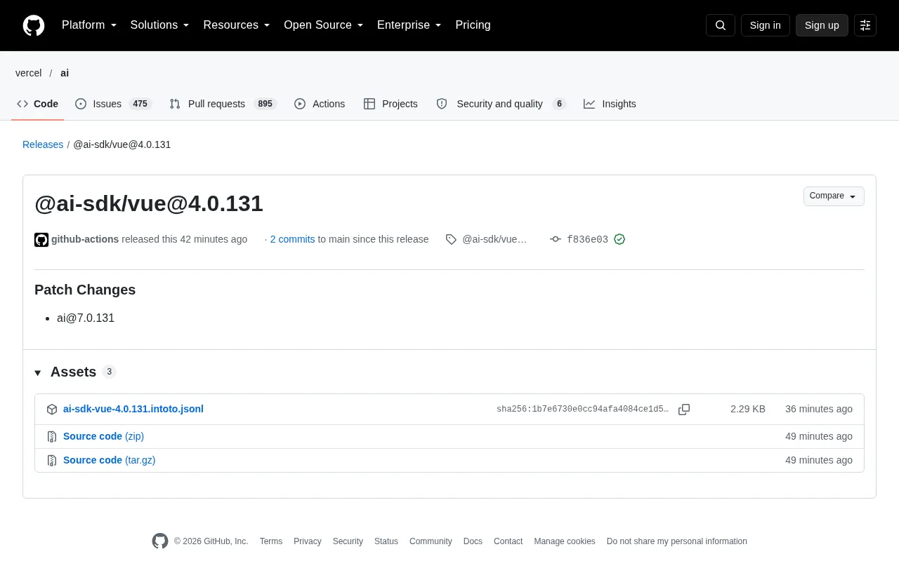 @ai-sdk/vue 4.0.131 Released: Patch Update for Vue AI SDK