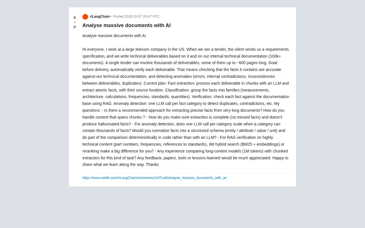 AI Analysis of Massive Technical Documentation: Fact Extraction, RAG Validation, and Anomaly Detection in Practice