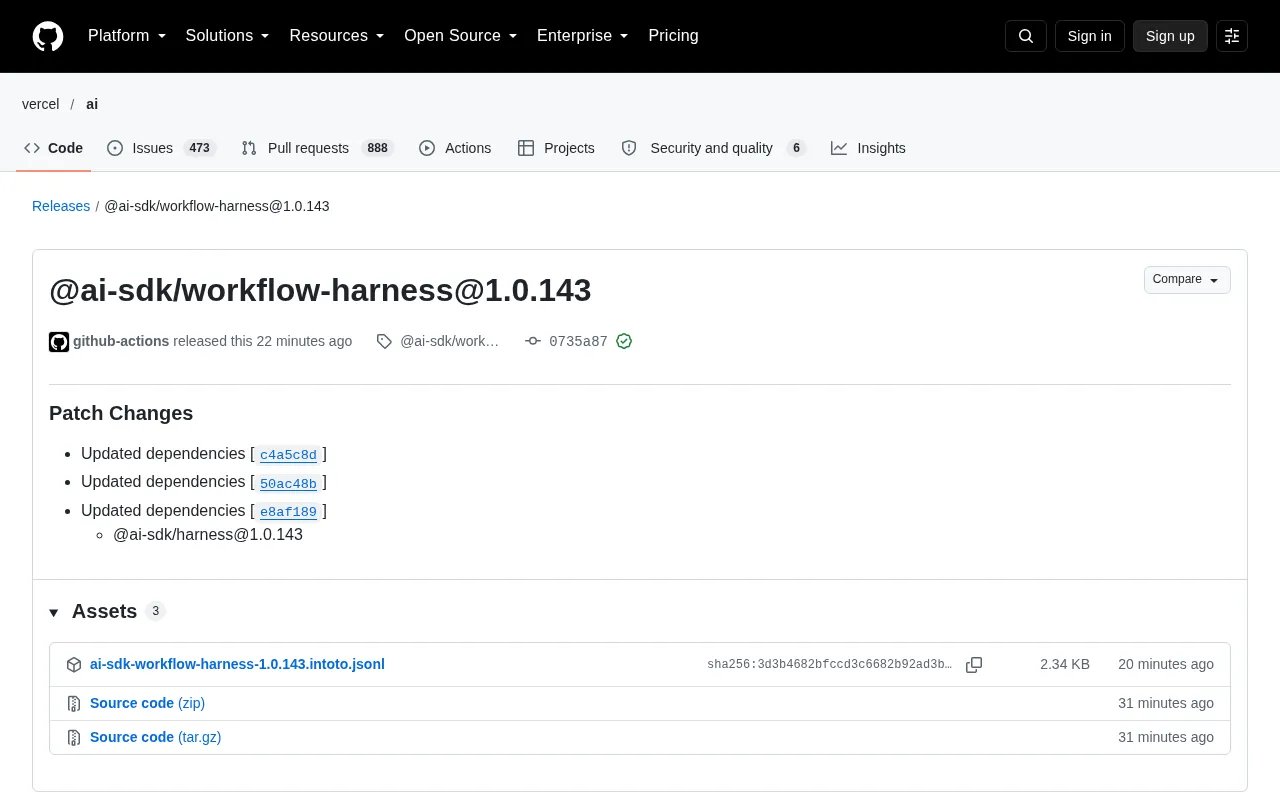 @ai-sdk/workflow-harness 1.0.143 Released: Dependency Update Patch Notes