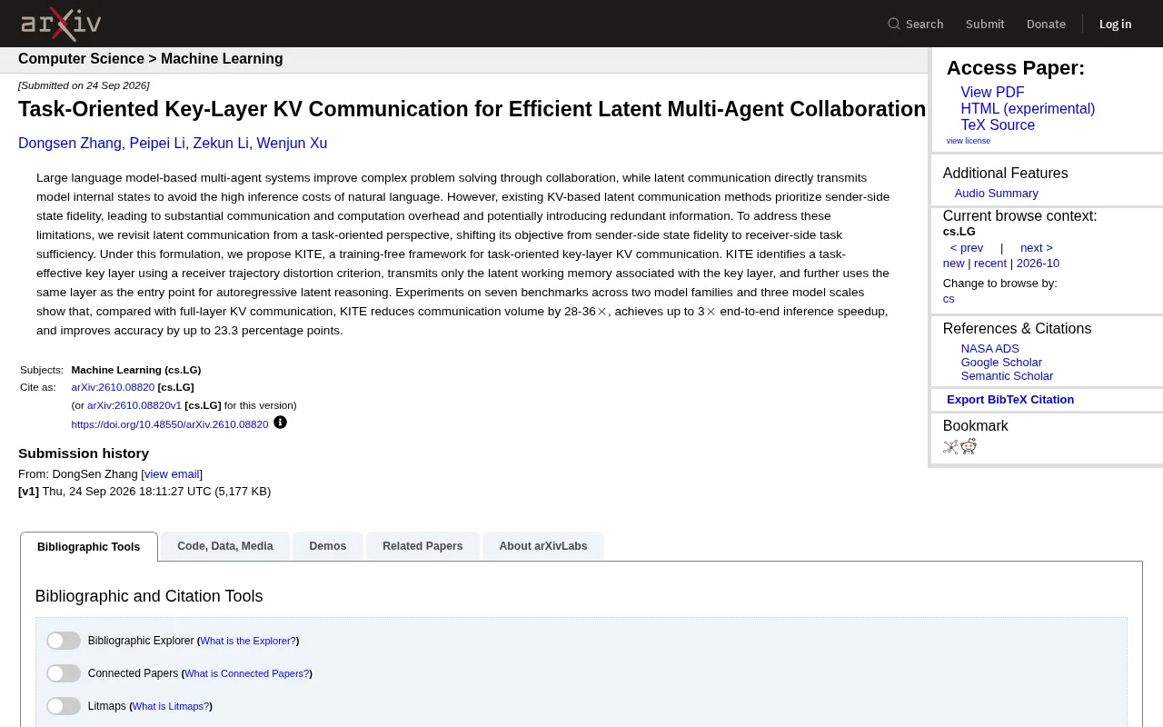 KITE Framework: Efficient Multi-Agent Collaboration Through Key-Layer KV Communication