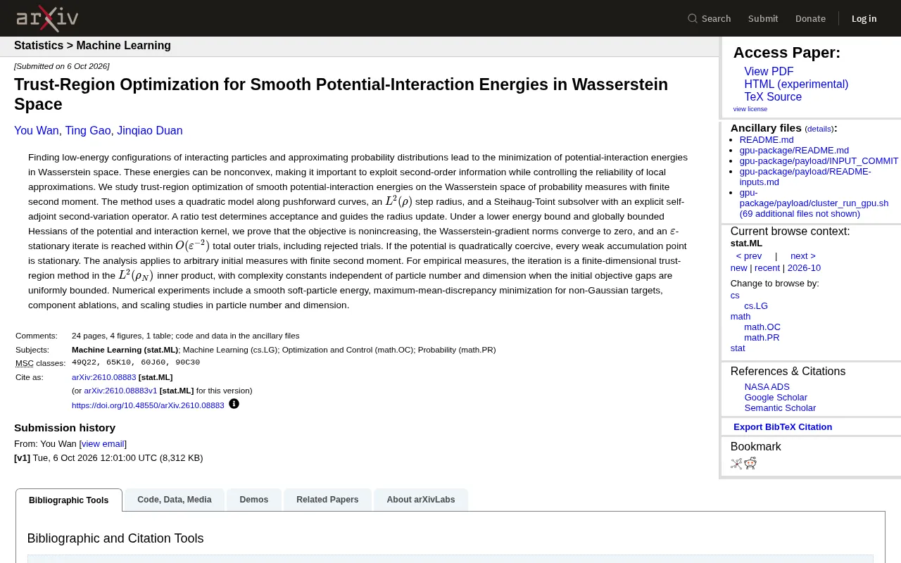 Trust-Region Optimization in Wasserstein Space: A Second-Order Method for Non-Convex Energy Minimization