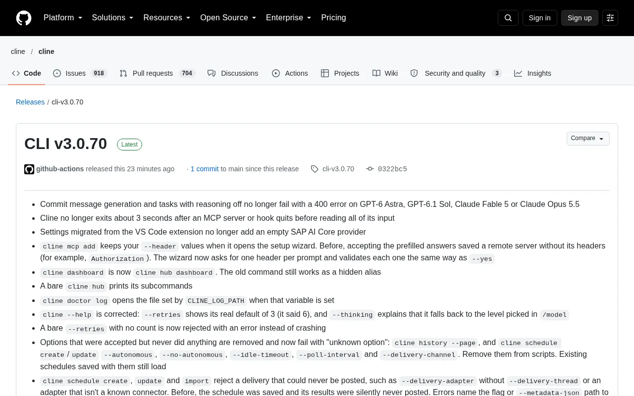 Cline CLI v3.0.70 Update Breakdown: Critical Bug Fixes and Model Catalog Refresh