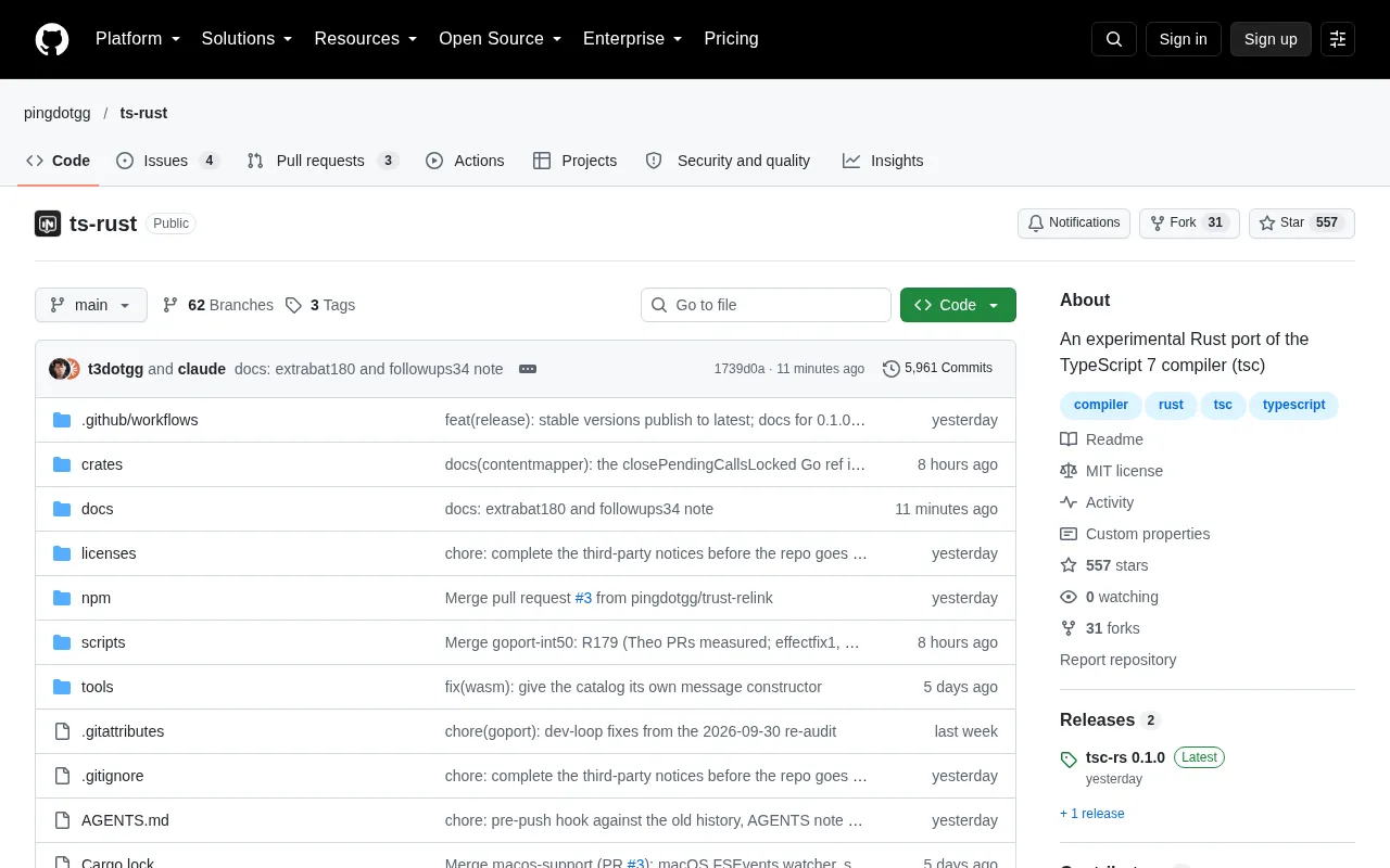LLM Porting the TypeScript Compiler to Rust: A New Experiment in AI-Driven Code Migration