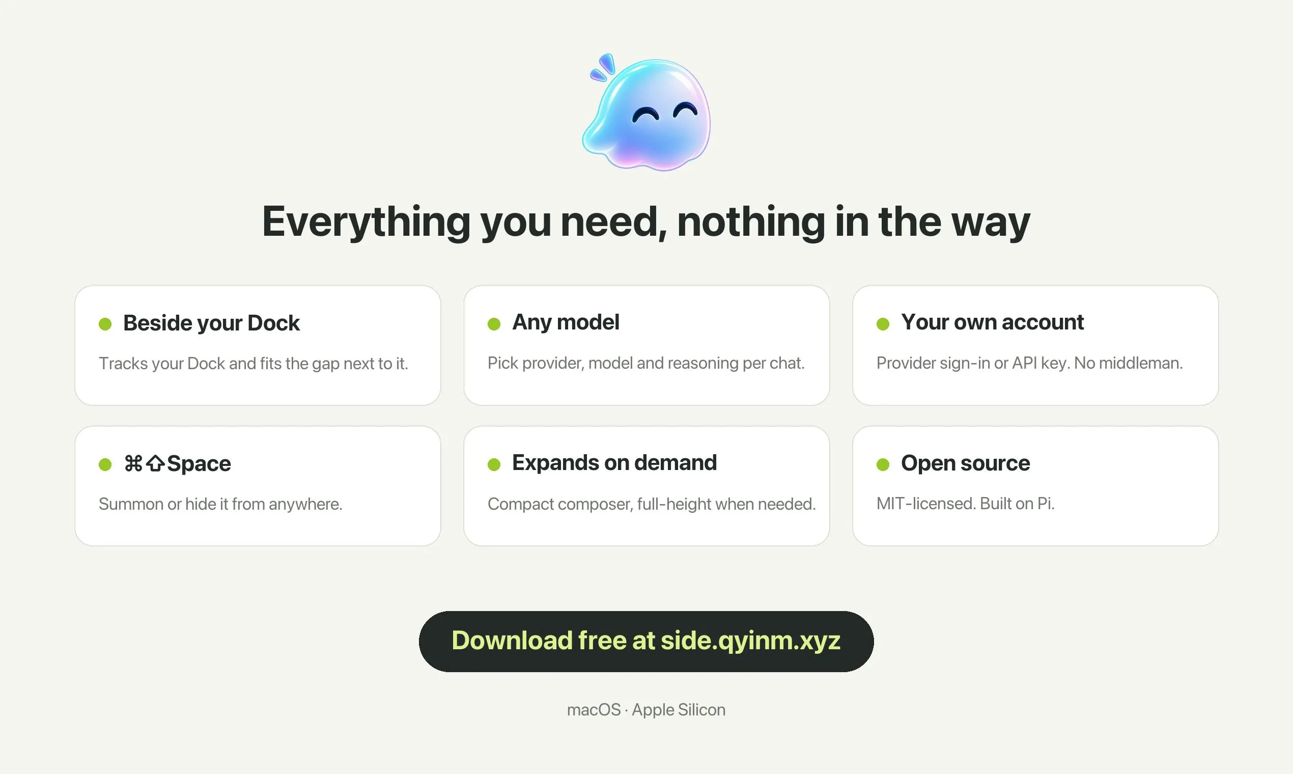 Side: A Lightweight AI Chat Panel That Lives Beside Your Mac Dock