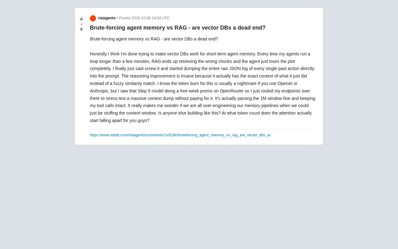 Brute-Force Context Stuffing vs. RAG: Is Vector DB a Dead End for Agent Memory?