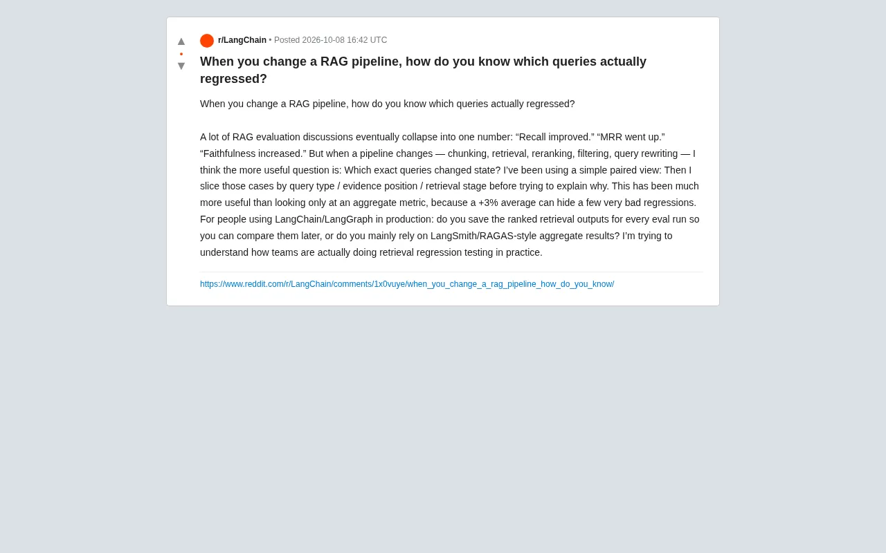 RAG Pipeline Tuning: How to Pinpoint Queries That Actually Regressed