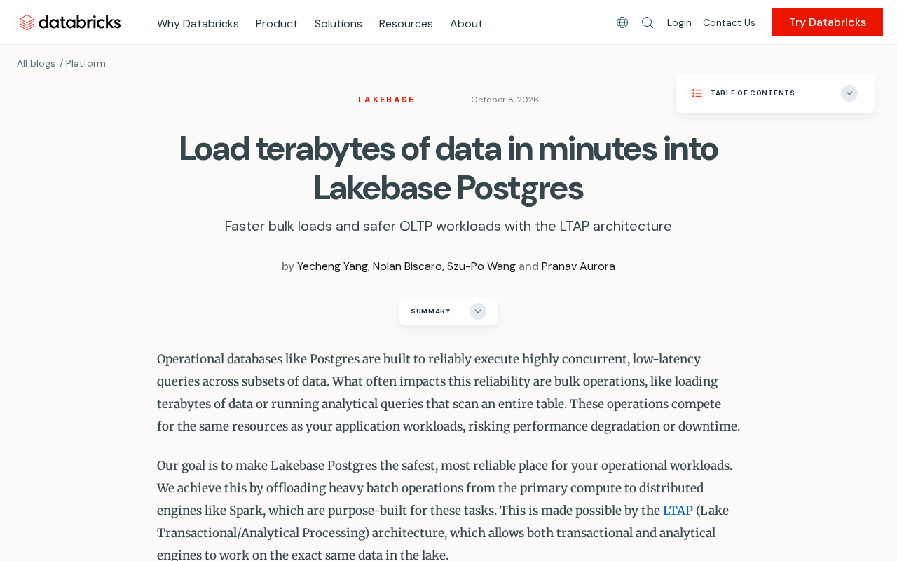 分钟级导入TB级数据:Lakebase Postgres批量加载解析