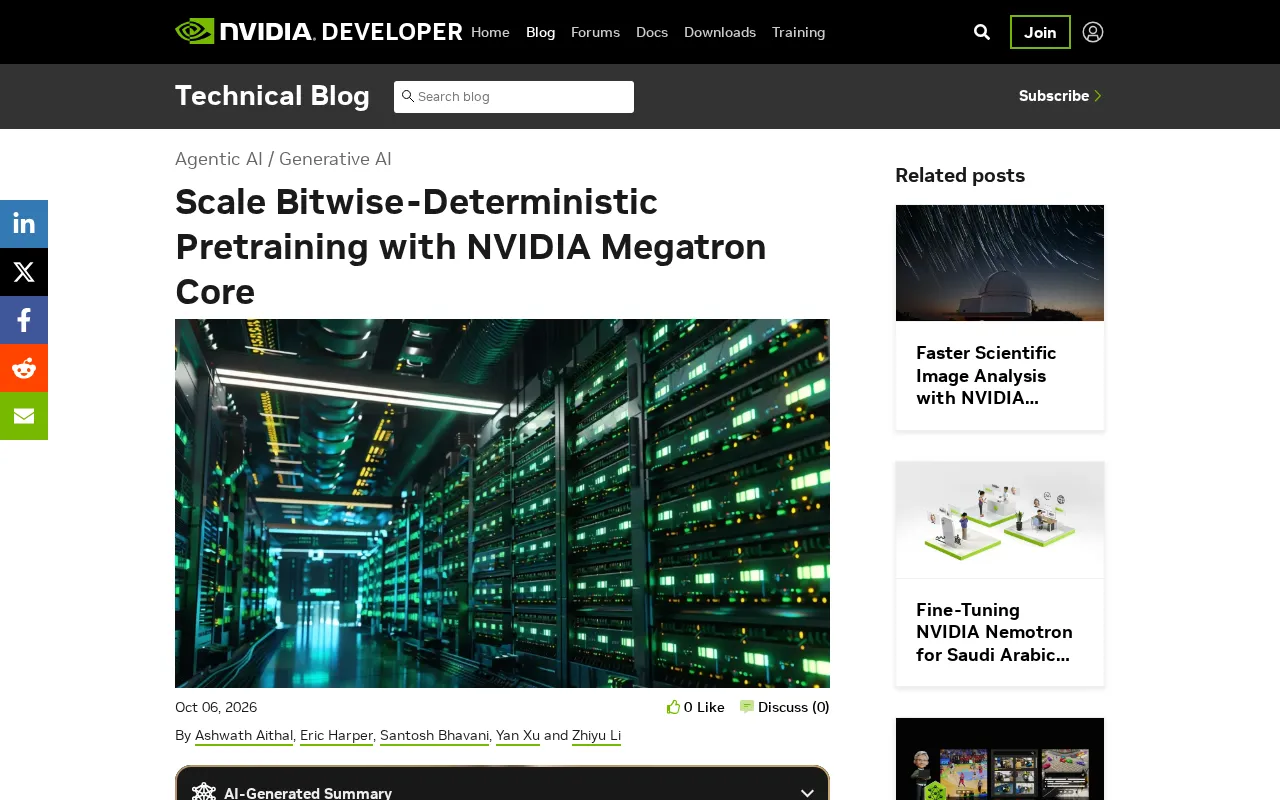 How NVIDIA Megatron Core Achieves Bitwise Deterministic Pretraining