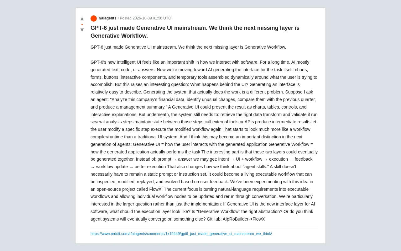 After GPT-6 Ignites Generative UI, the Next Gap Is Generative Workflow