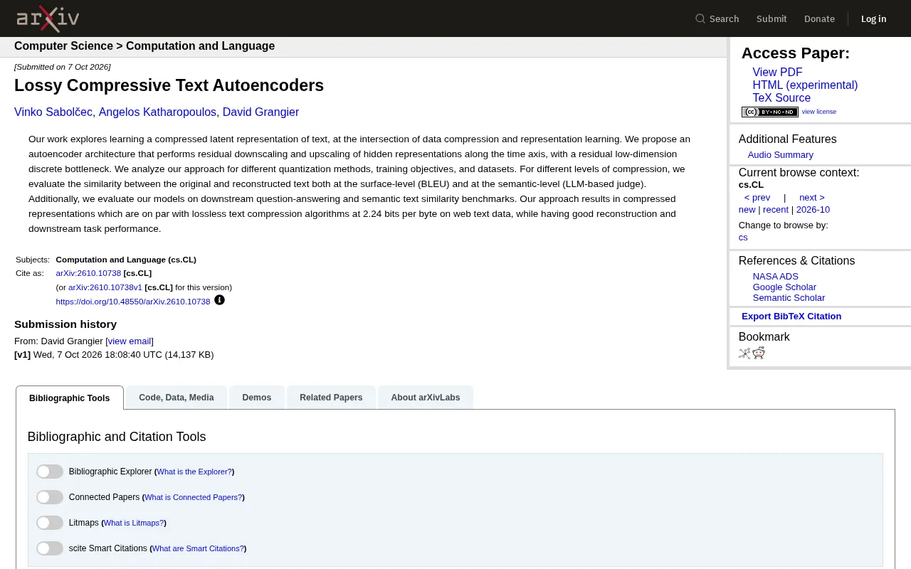 Lossy Text Autoencoders: Where Compression Meets Semantic Representation