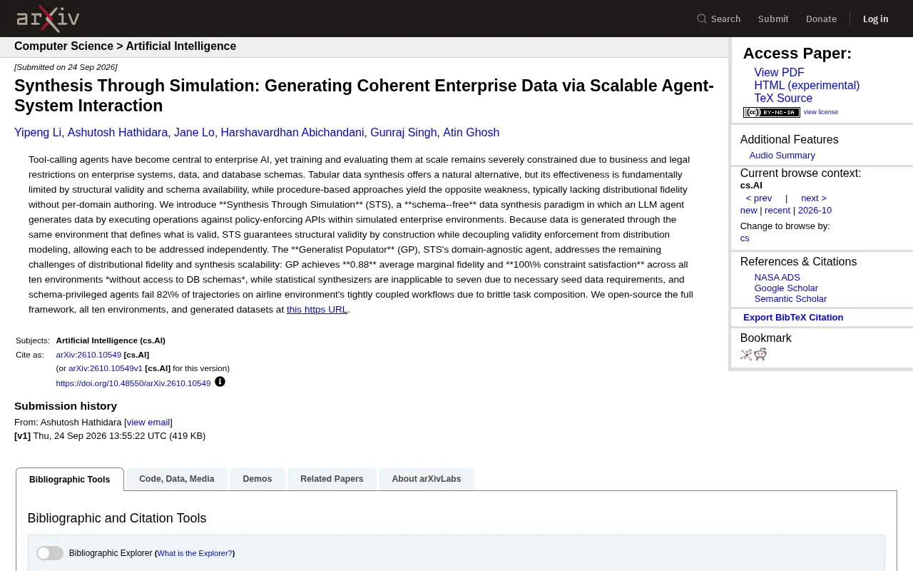 Schema-Free Enterprise Data Synthesis: Breaking Down the STS Simulation Paradigm