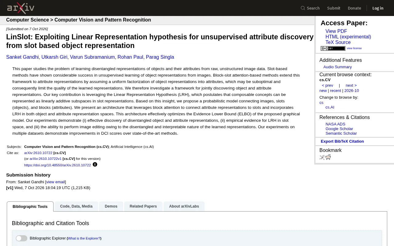 LinSlot: Unsupervised Attribute Discovery via the Linear Representation Hypothesis