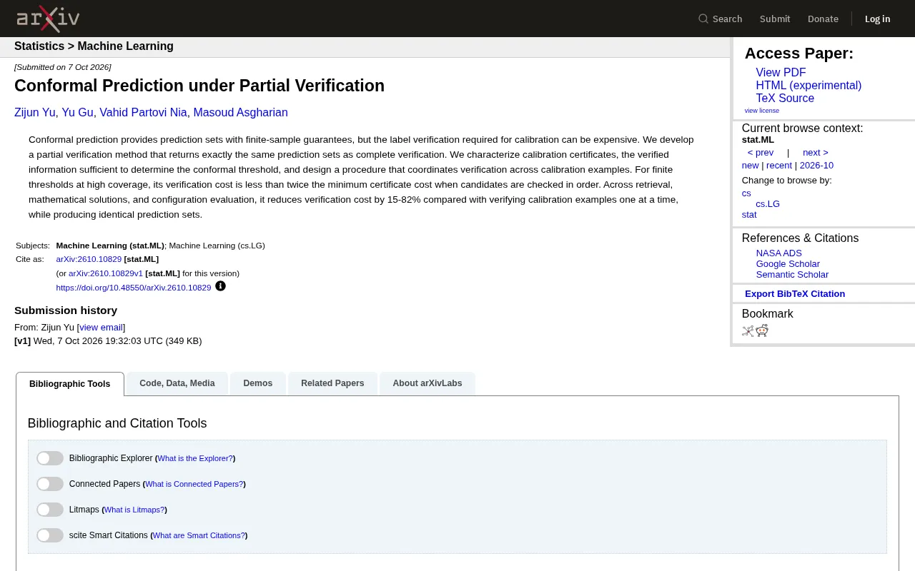Conformal Prediction under Partial Verification: Up to 82% Reduction in Calibration Cost