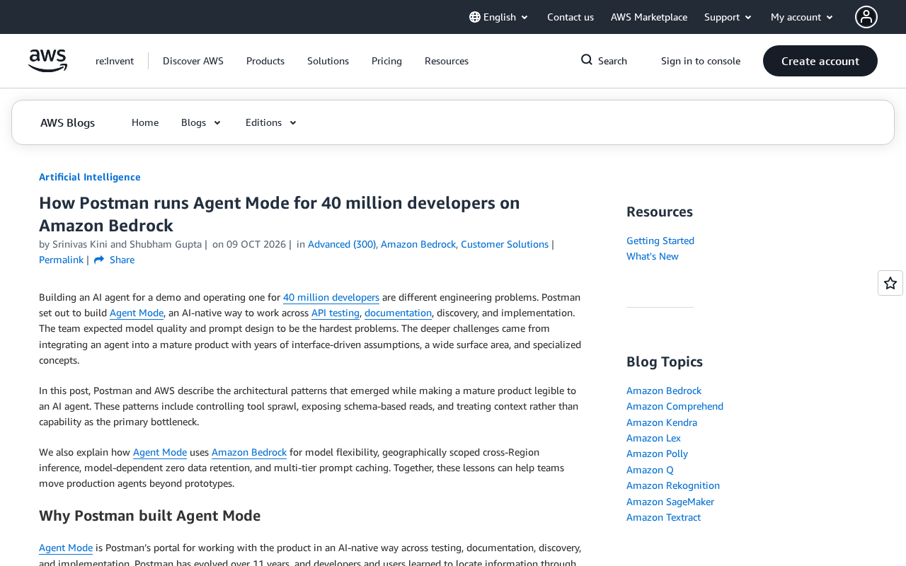 How Postman Runs Agent Mode on Amazon Bedrock for 40 Million Developers