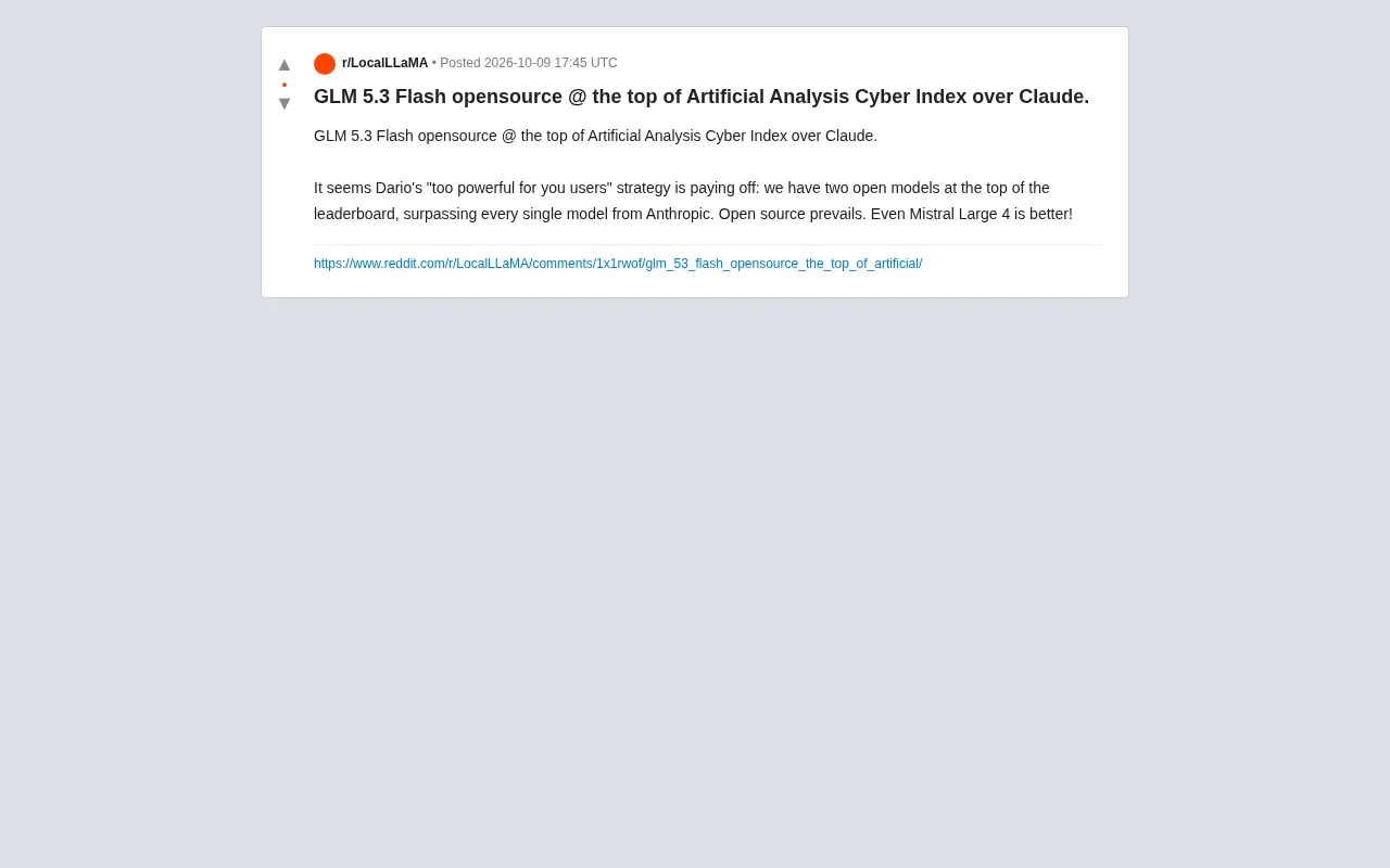 GLM 5.3 Flash Tops Cyber Index, Surpassing Claude